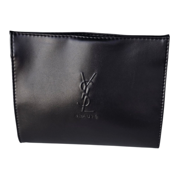 YSL Yves Saint Laurent Elegant Black Toiletry Make Up Travel Bag Patent Leather - Picture 1 of 13